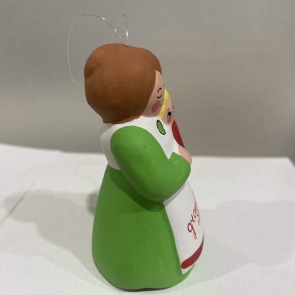 Grandmas Little Angel Ceramic Figurine Ornament Vintage Hand-Painted Green/Red - Picture 5 of 9